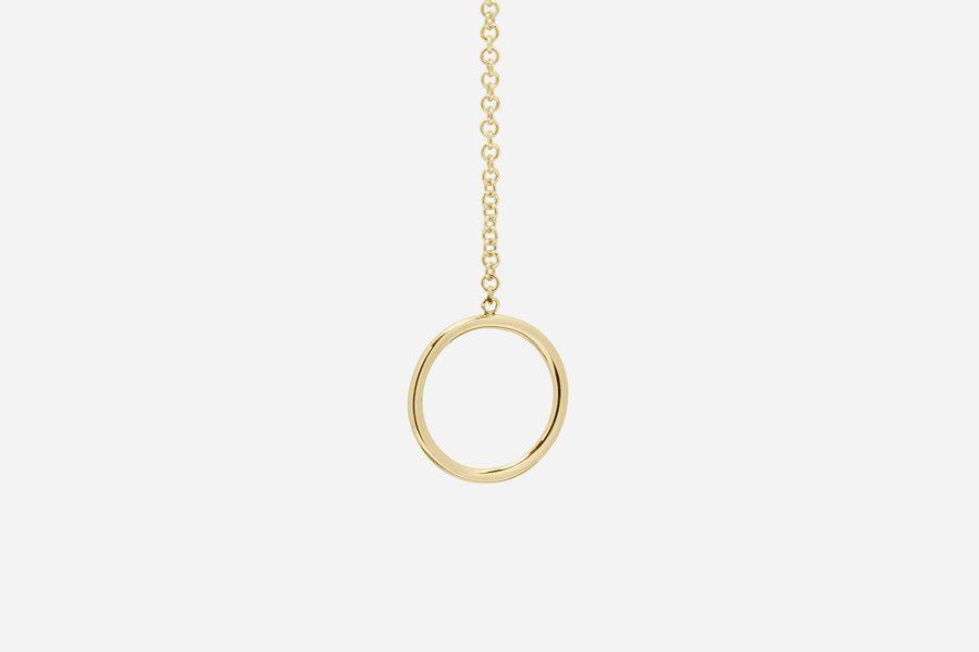 Oval Motif Diamond Lariat Necklace 14K Yellow & White Gold